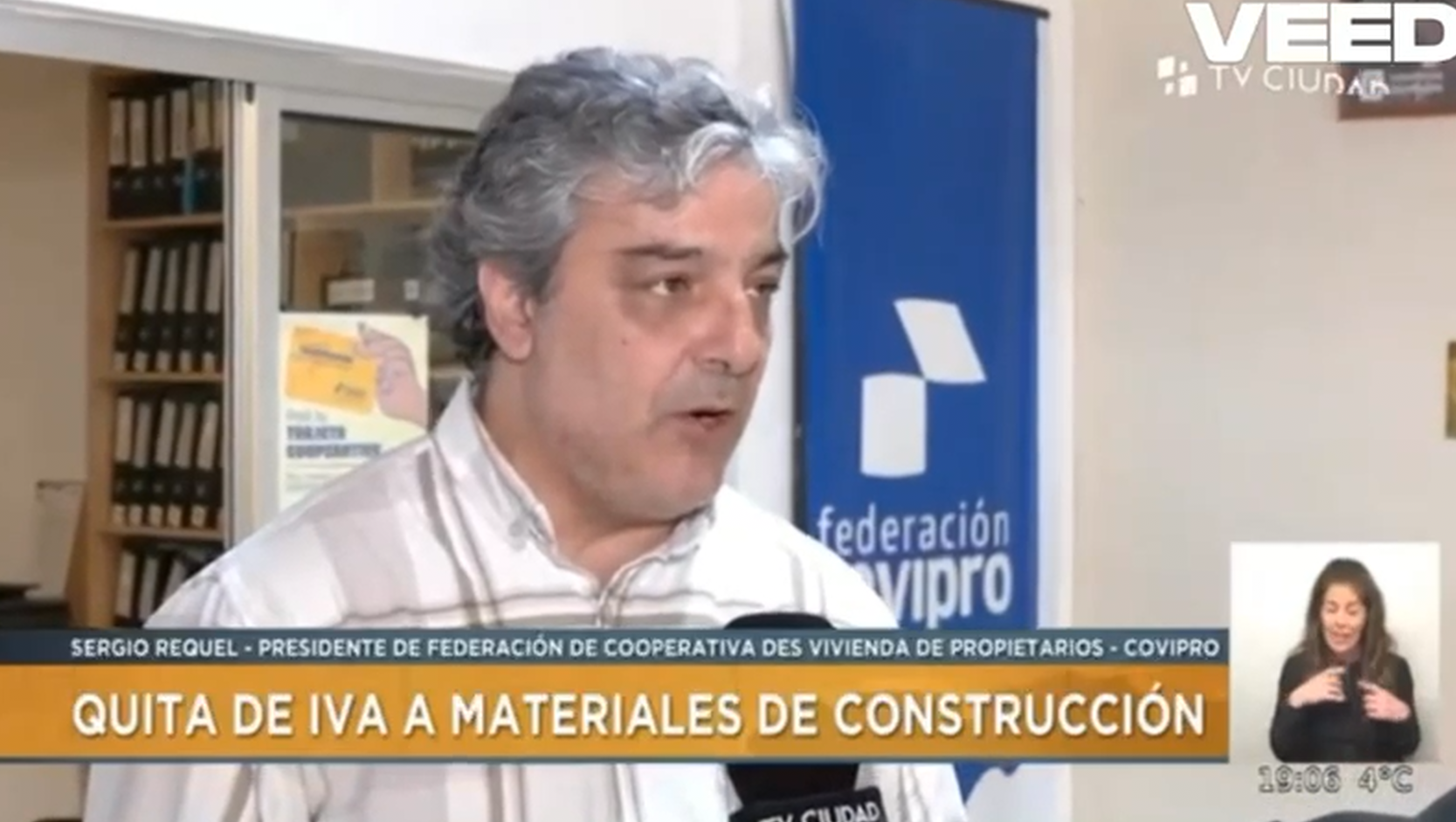 Cobertura de TV Ciudad sobre la exoneración del IVA a materiales para cooperativas